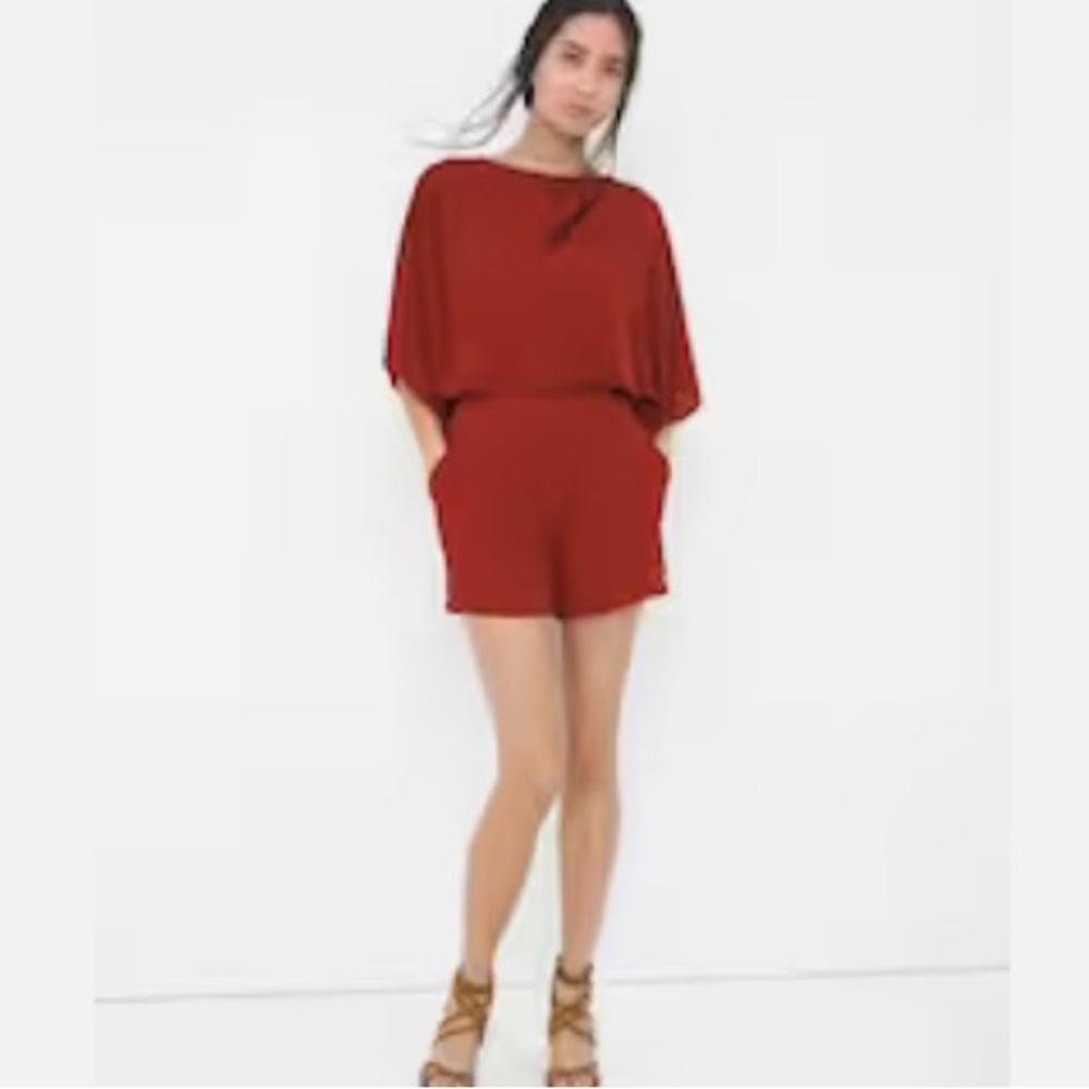 White House Black Market Rust Colored Romper Size 6